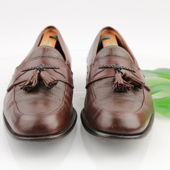 Vintage Brassboot Mens Tassel Loafer Size 10.5 Brown Leather Handmade Dress Shoe main image 12